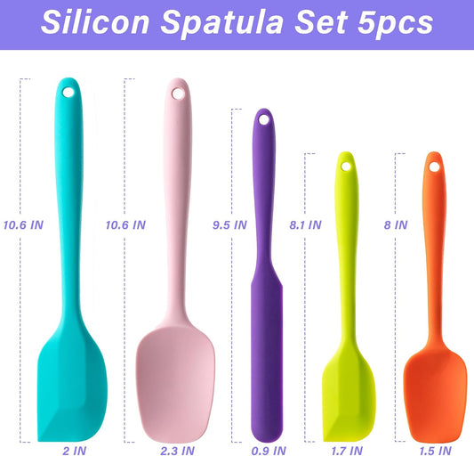 Silicone_Spatula_Set,5_Piece_Food_Grade_Rubber_Spatulas,Multicolor