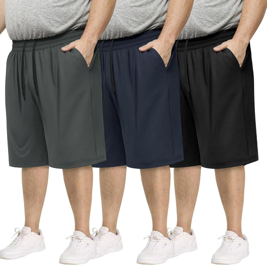 3_Pack_Big_and_Tall_Mens_Gym_Shorts_-_Basketball_Black_Athletic_(3XL-5XL)