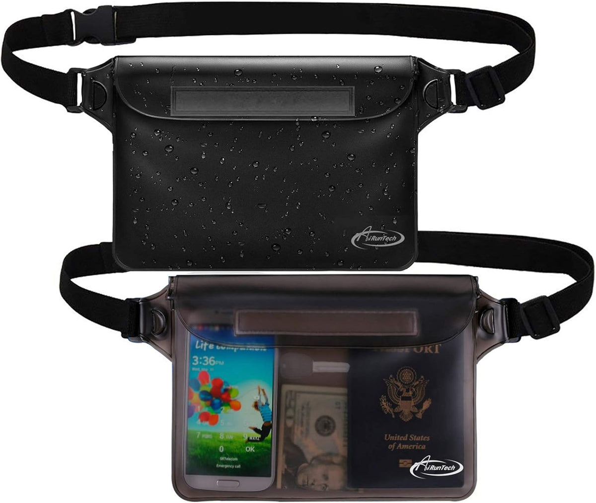 AiRunTech_Waterproof_Fanny_Pack,Phone_Pouch_Dry_Bag_for_Passport_Wallet_Purse,Floating_Waterproof_Bags_for_Travel_Beach_Swimming_Kayaking_Boating_Cruise_Accessories
