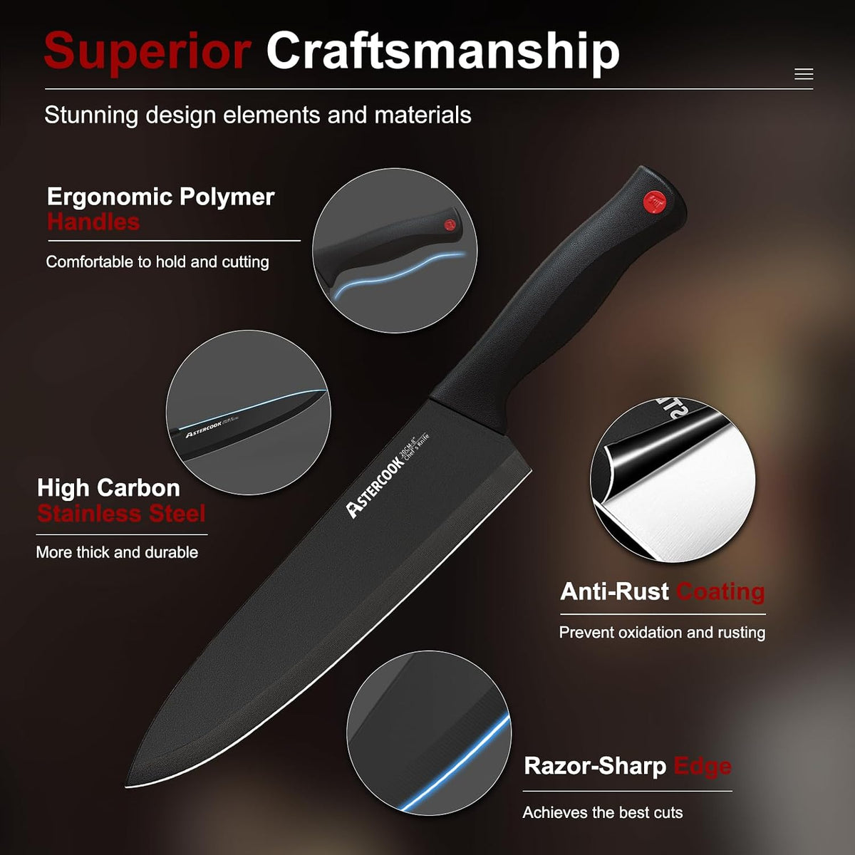 Astercook_Knife_Set_for_Kitchen_with_Block_and_Sharpener_15pcs_German