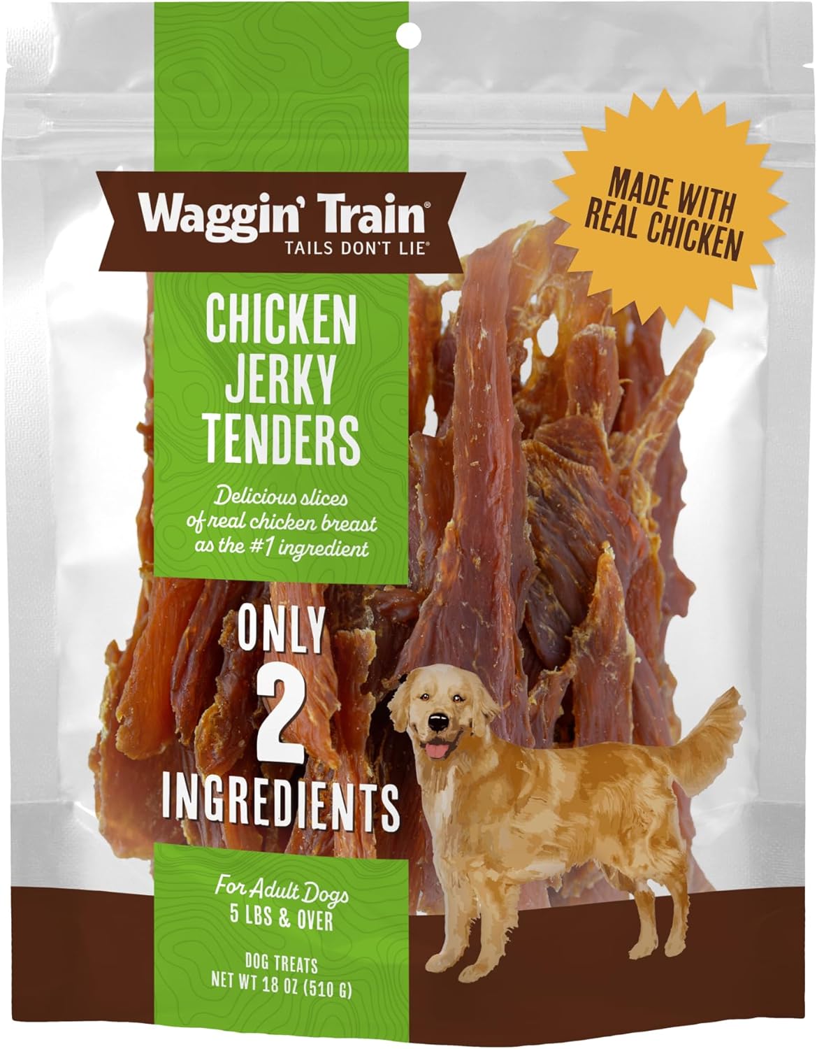 Waggin'_Train_Chicken_Jerky_Dog_Treats,_Made_with_100%_Real_Chicken_Breasts,_Only_Two_All-Natural_Ingredients,_Great_High_Protein_Dog_Treat,_Easily_Digestible_for_Big_or_Small_Dogs,_18_oz._Pouch