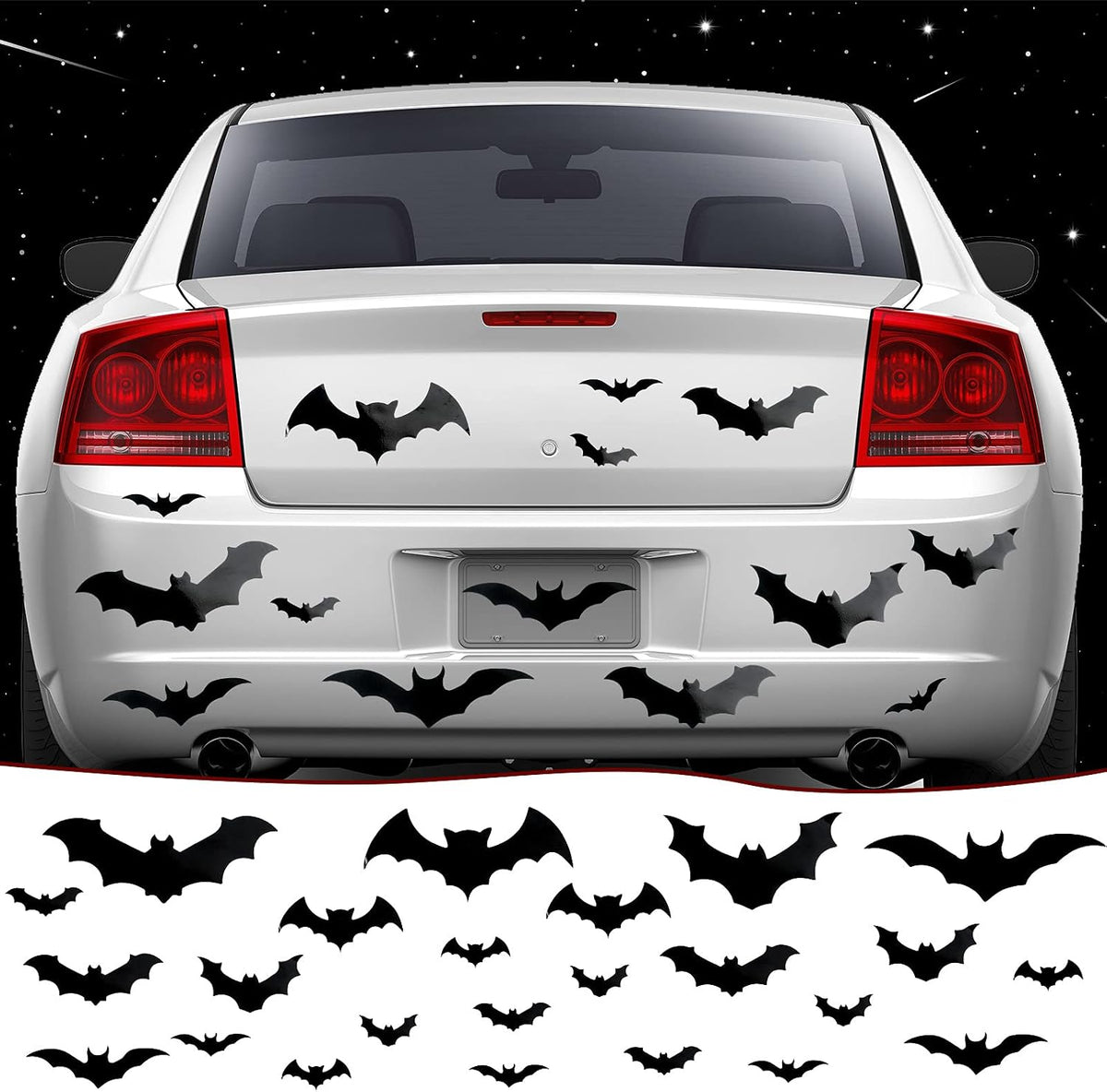 Flutesan_28_Pieces_Halloween_Bats_Car_Magnet_4_Sizes,_Black