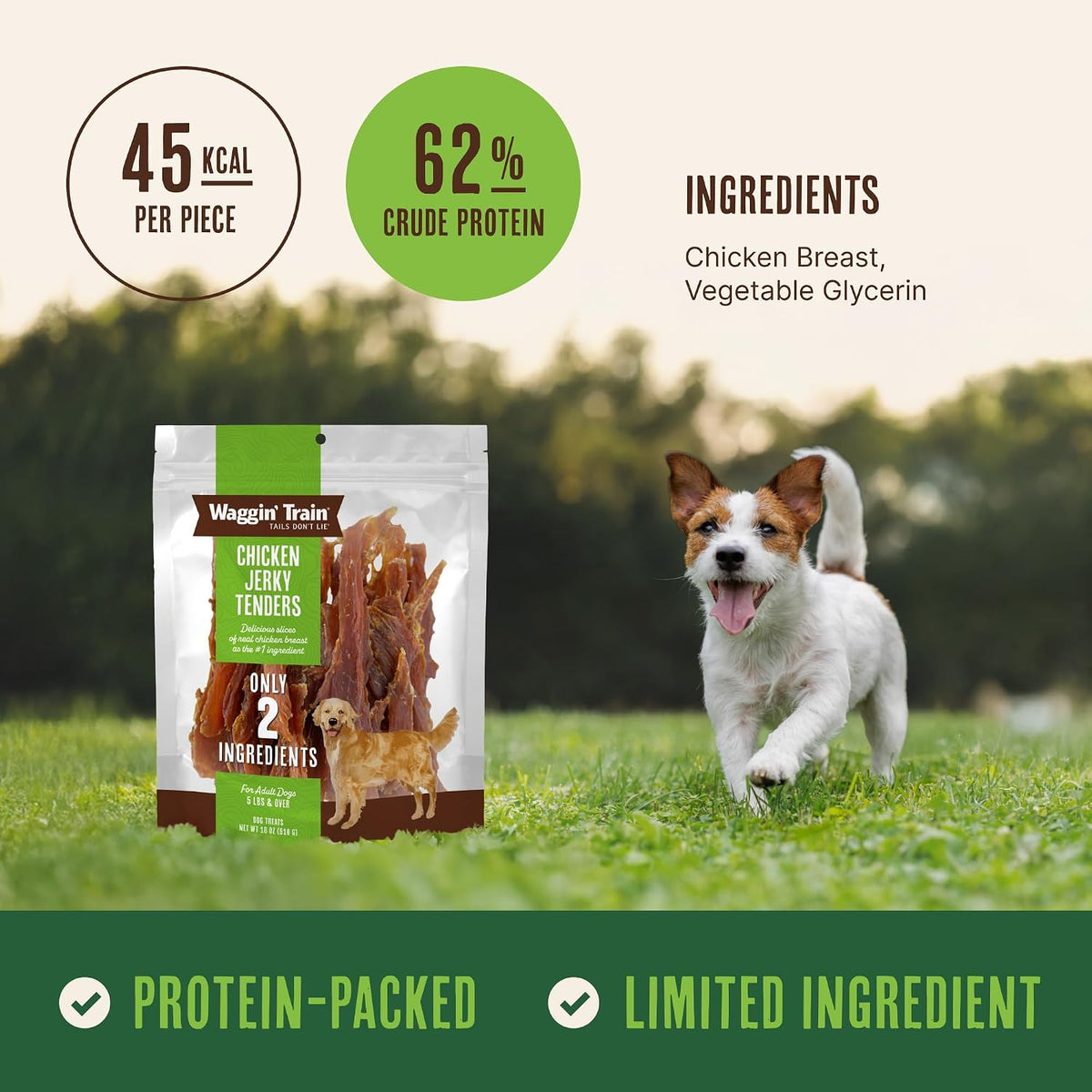 Waggin'_Train_Chicken_Jerky_Dog_Treats,_Made_with_100%_Real_Chicken_Breasts,_Only_Two_All-Natural_Ingredients,_Great_High_Protein_Dog_Treat,_Easily_Digestible_for_Big_or_Small_Dogs,_18_oz._Pouch
