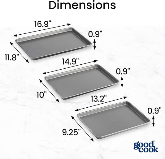 GoodCook_Everyday_Nonstick_Baking_Sheet_Set,_3_Pack_Includes_Small_(13×9)_Medium_(15×1)_and_Large_(17×11)_Pans_Carbon_Steel_Construction_Cookie_Sheets_Bakeware_Set,_Gray