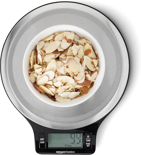 Amazon_Basics_Digital_Kitchen_Scale_with_LCD_Display,_Tare_Function,_Multiple_Units,_Weighs_up_to_11_Pounds,_Batteries_Included,_Black_and_Stainless_Steel