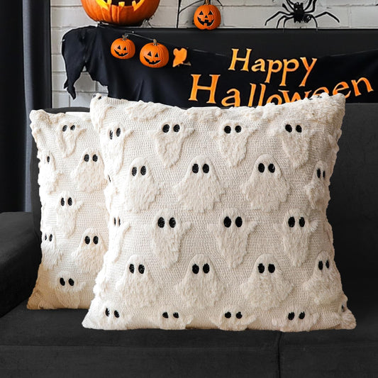 Halloween_Pillow_Covers_18x18_Set_of_2_Beige_Ghost_Farmhouse_Home_Decor