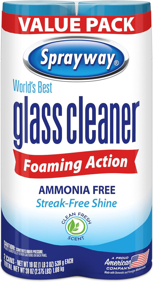 Sprayway_Glass_Cleaner_Foaming_Aerosol_Spray,_19oz,_Pack_of_2_|_Ammonia-Free,_Streakless,_Fast-Acting_|_Cleans_&_Polishes_Glass_Surfaces_|_Fresh_Scent,_Removes_Fingerprints,_Dust,_Dirt,_Smoke_Film