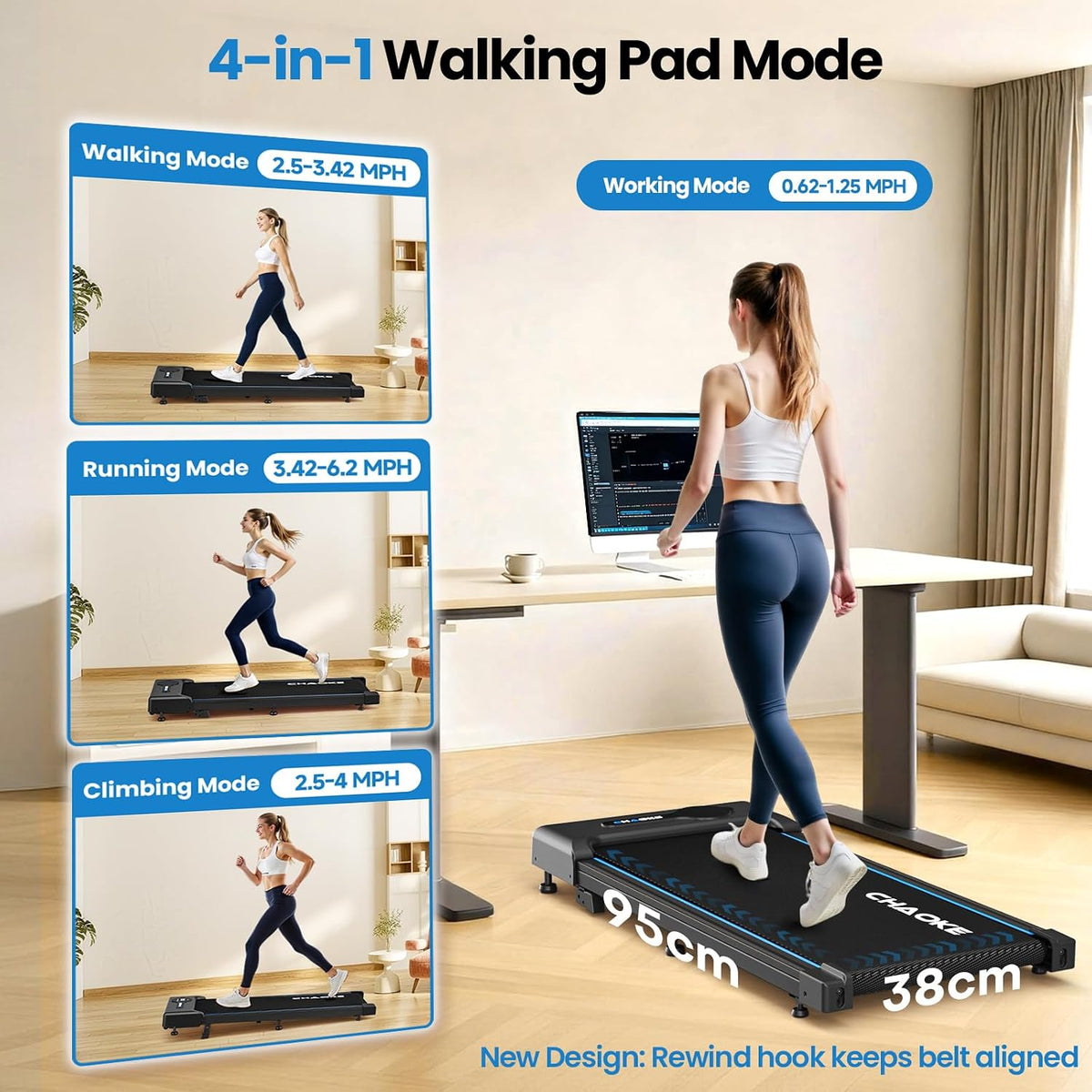 CHAOKE_Walking_Pad_Treadmill_for_Home,_6.2MPH_Under_Desk_Walking_Pad_with_9%_Incline_for_Office_Small_Spaces,_2.75HP_Quiet_Running_Machines,_Remote_Control,_330LBS_Capacity,_12_HIIT_Programs