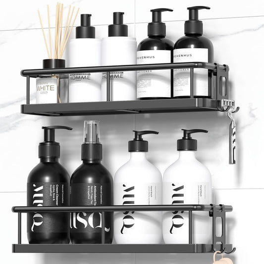 YASONIC_Shower_Caddy_Adhesive,_Rustproof_Shower_Organizer,_Large_Capacity_Shower_Shelves_for_Inside_Shower,_No_Drilling_Bathroom_Organizers_and_Storage_for_Home_Decor_（2_Pack_Black）