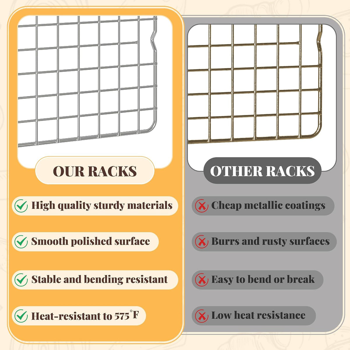 2_PCS_Grid_Wire_Baking_Cooling_Racks,_10"_x_15",_Silver