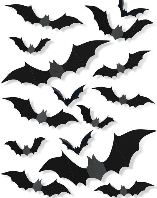 120_Pcs_3D_Halloween_Decorations_Bats_Decor,5_Sizes_Bats_Wall_Decor_Indoor