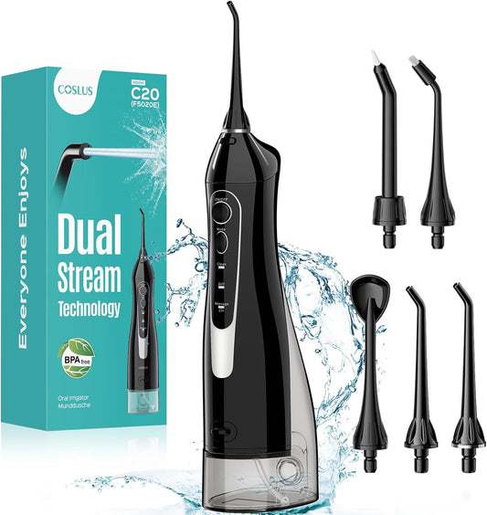 COSLUS_ADA_Accepted_C20_Water_Dental_Flosser_Pick,_Professional_Set_Black