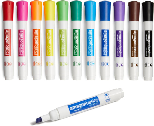 Amazon_Basics_Dry_Erase_Whiteboard_Markers,_Chisel_Tip,_Low-Odor,_Assorted_Colors,_12-Pack,_Erase_Easily
