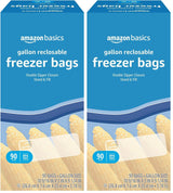 Amazon Basics Reclosable Freezer Gallon Size Bags with Double Zipper Seal, Stand-Up Bottom