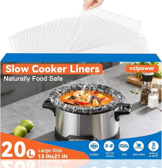 VCLPOWER_Thickened_FDA-Compliant_Slow_Cooker_Liners,_20_Count,_13x21_In