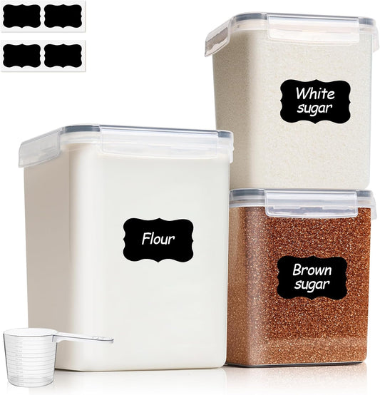ComSaf_Airtight_Flour_and_Sugar_Container_2.6Qt_&_5.5Qt_3Pack,_Wide_Mouth