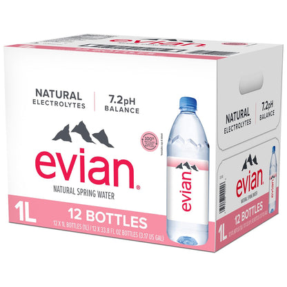 Evian_Natural_Spring_Water,_1_L_bottle,_12_pack
