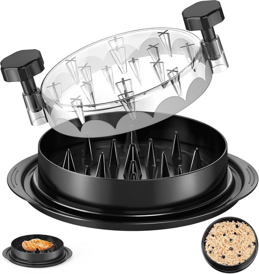 SoulLife_Chicken_Shredder_8_Inches,_Chicken_Shredder_Tool_Twist_for_Pork_Beef_Chicken,_Meat_Shredder,_Clear_Lid,_Ergonomic_Handle,_Strong_Anti-slip,_BPA_Free,_Easy_to_Clean,_Dishwasher_Safe_(Black)