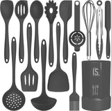 AOTHOD Silicone Cooking Utensils Set Heat Resistant Kitchen Utensils, Turner Tongs, Spatula, Spoon, Brush, Whisk, Kitchen Utensil Gadgets Tools Set for Nonstick Cookware, Dishwasher Safe