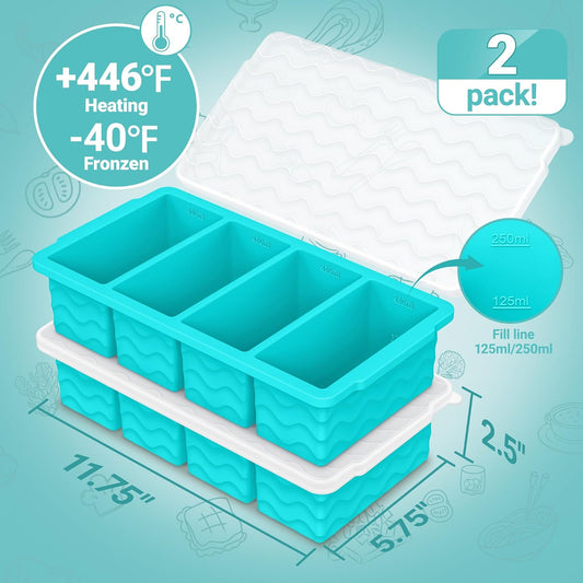Doasuwish_Silicone_Freezer_Tray_for_Soup_with_Lid_–_1-Cup_Soup_Container_Cube_Style_Ice_Cube_Trays_for_Freezer,_Meal_Prep_&_Food_Storage,_Freeze_250mL/125mL_Portions_–_2_Pack