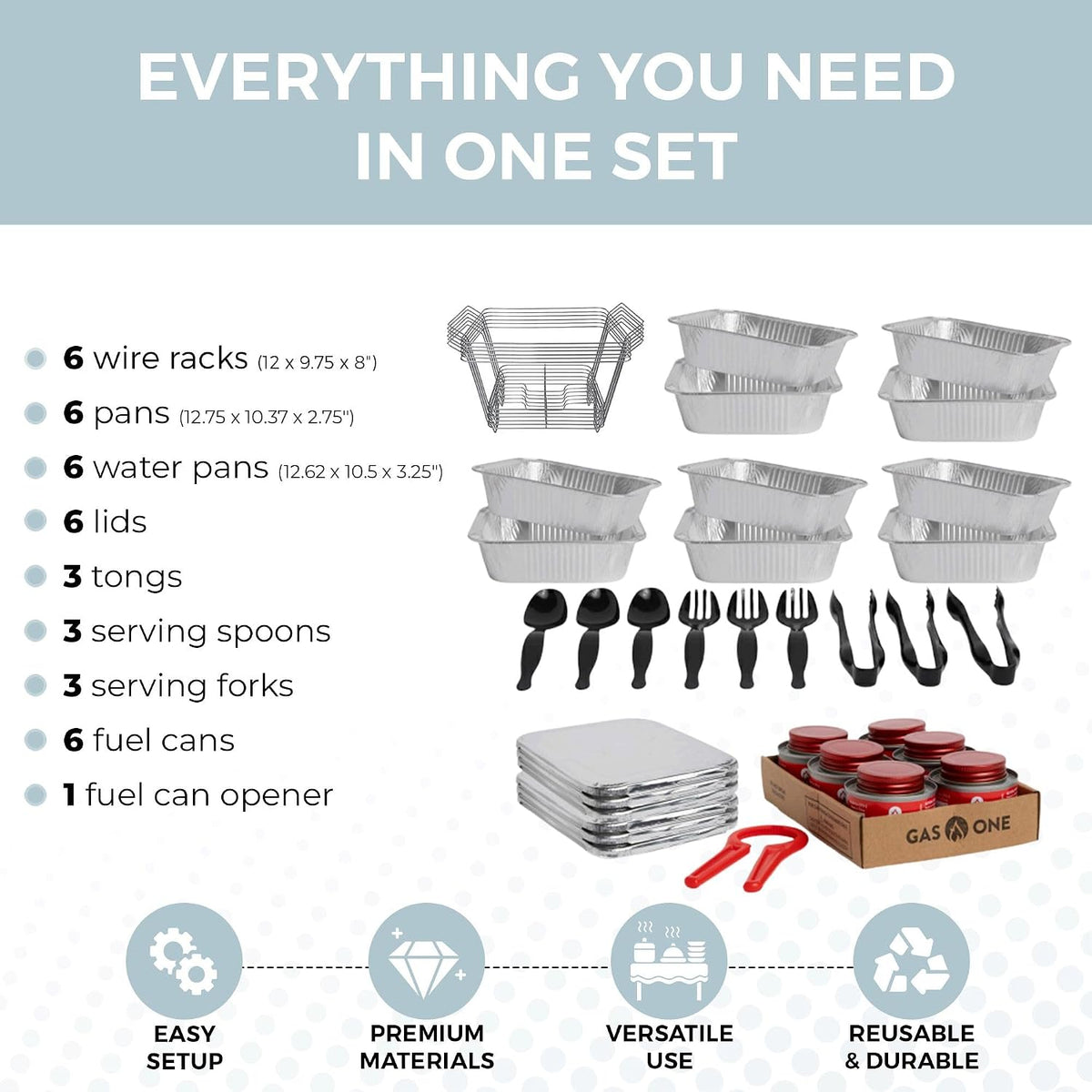 Alpha_Living_6_Pack_-_Disposable_Chafing_Dish_Buffet_Set,_Half_Size_Pans,_Welded_Body_Food_Warmers_for_Parties,_Fuel_Cans_Complete_Set,_Warming_Trays