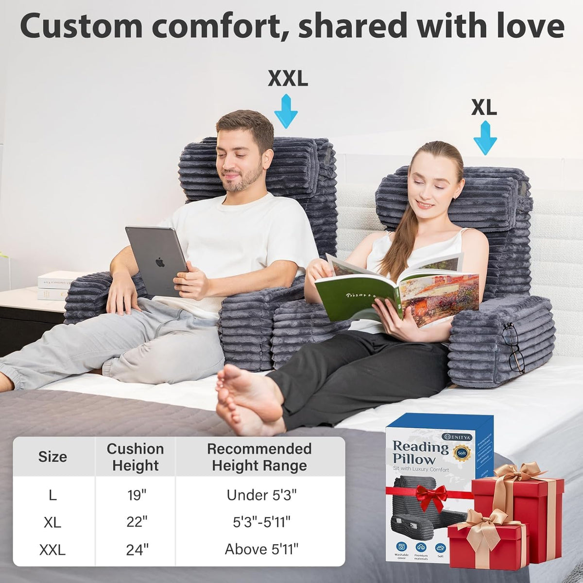 22"_XL_Back_Pillow_for_Bed_Sitting_Up_with_Armrests_&_Big_Pockets_|_Reading_Pillow_for_Bed,_Soft_Back_Support_Chair,_Ideal_for_Watching_TV,_Gaming,_Nursing,_Resting,_Post_Surgery,_Dark_Grey