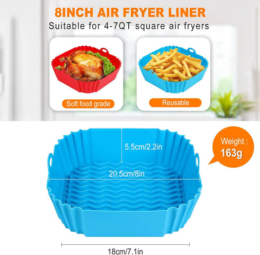 Boribim_2_PCS_Square_Silicone_Air_Fryer_Liners_-_8_Inch_Reusable_Air_Fryer_Pot_-_Air_Fryer_Accessories_-_Air_Fryer_Inserts_for_4_to_7_QT_Oven_Microwave_Accessories_(Red_+_Blue)