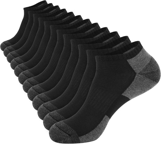 COOPLUS_12_Pack_Mens_Cushioned_Ankle_Socks,_Low_Cut_Breathable_Casual_Socks
