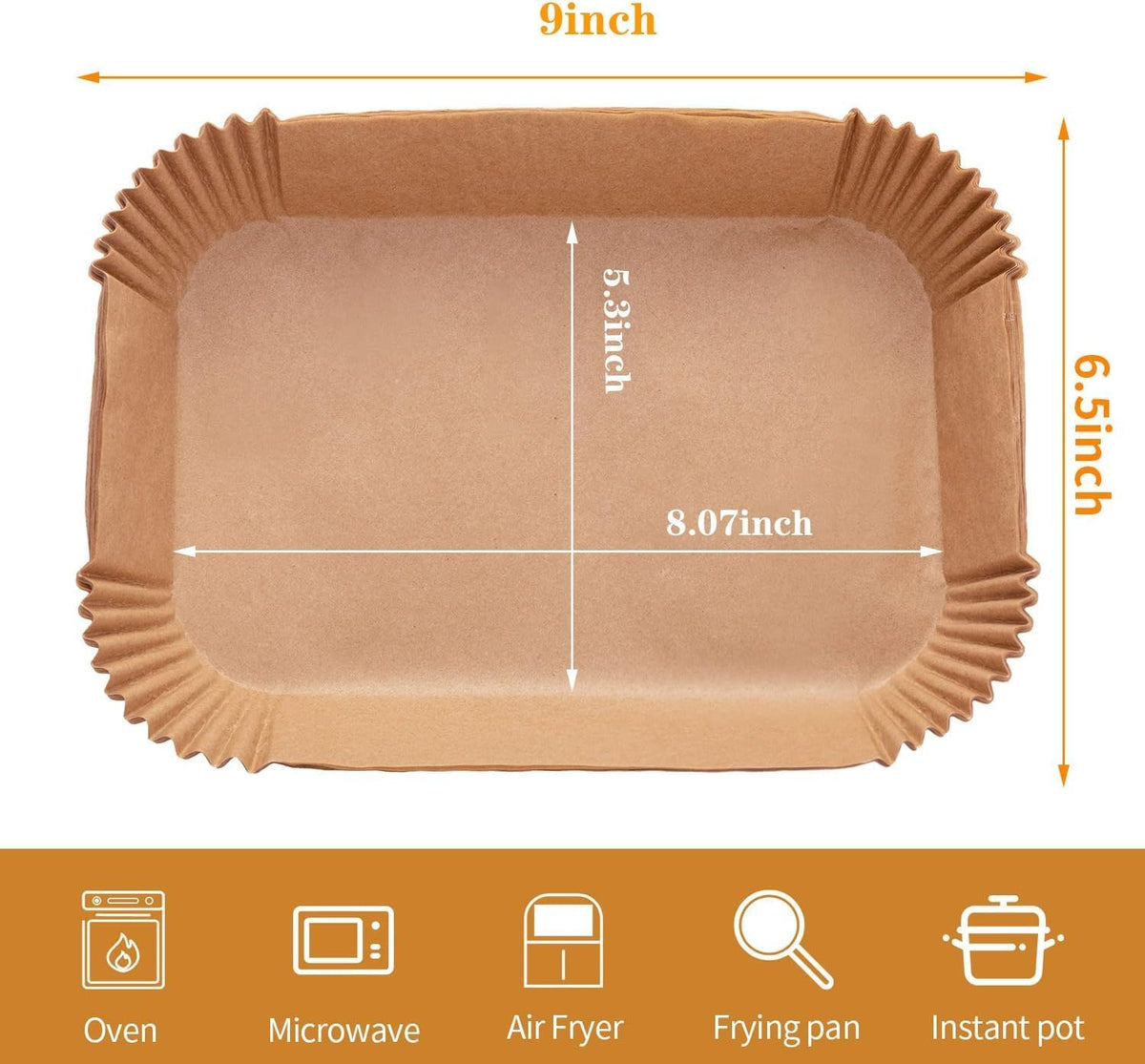 Ecfvtp_Air_Fryer_Disposable_Paper_Liner,_100PCS_Food_Grade_Parchment_Liners_for_Ninja_DZ201,_Air_Fryer_Accessories_Baking_Paper_(9_*_6,Thicken_Natural)