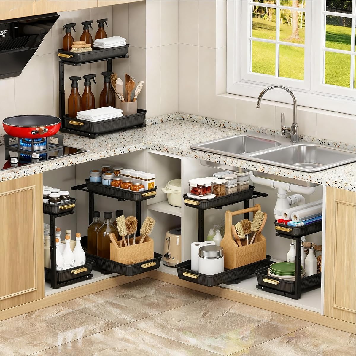 ARSTPEOE_Under_Sink_Organizer_-_2_Pack_Multi-Purpose_Pull-Out_Storage_Shelf