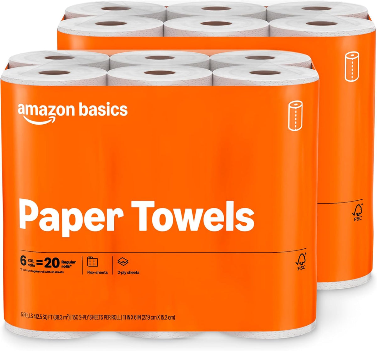 Amazon_Basics_2-Ply_Flex-Sheets_Paper_Towels,_12_Basics_Rolls_=_40_Regular_Rolls,_Everyday_Value_with_150_Sheets_per_Roll,_Packaging_May_Vary