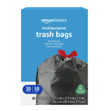 Amazon Basics Flextra Strength Multipurpose Drawstring Trash Bags, Post Consumer Recycled Material, Tear Resistant