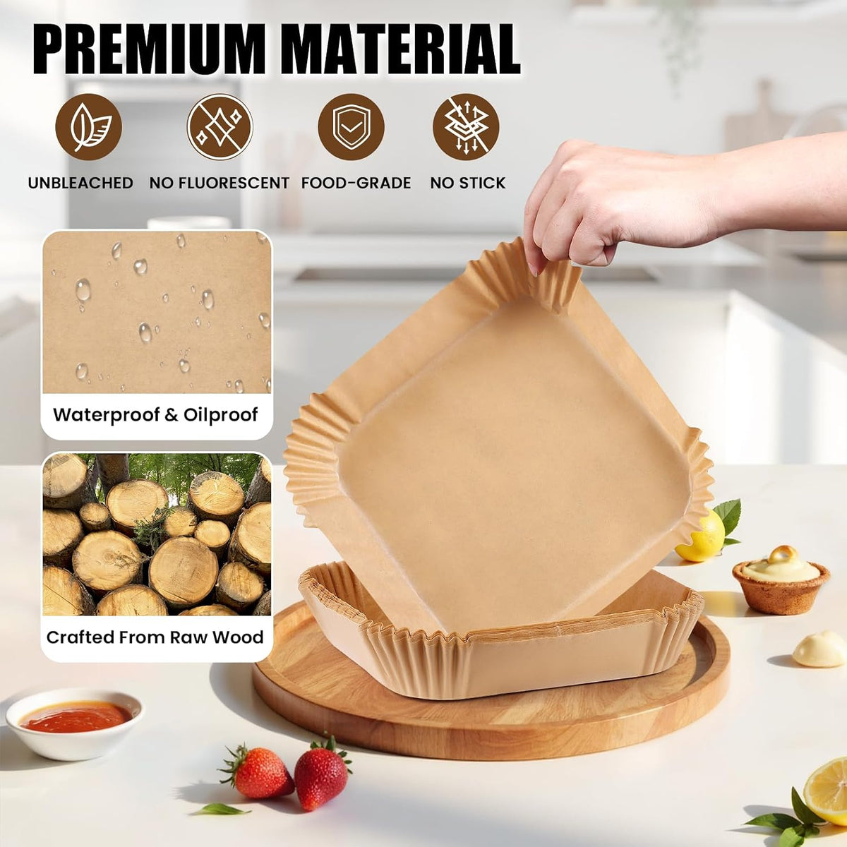 OLESBUR_Air_Fryer_Liners_Disposable,_200Pcs_8_Inch_Airfryer_Paper_Liners,_Unbleached_Parchment_Paper_for_Air_Fryer_Basket,_Non-Stick_Air_Fryer_Accessories,_Liners_for_Baking,_Parchment_Paper_Sheets