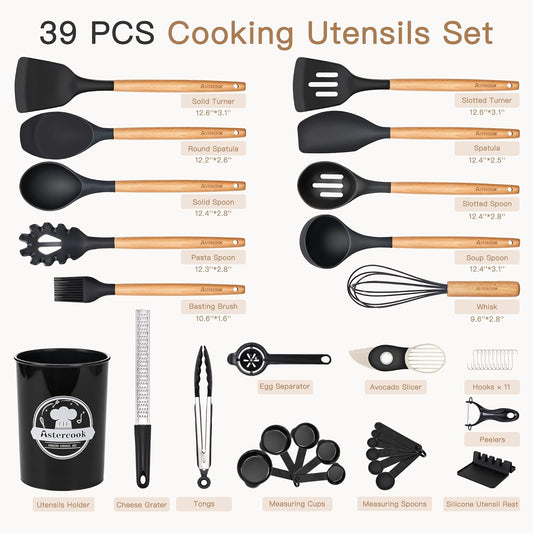 Astercook_39_PCS_Kitchen_Utensils_Set,_Silicone_Cooking_Utensil_Sets_with_Wooden_Handle,_446°F_Heat_Resistant_Food_Grade_Spatula_Set,_BPA_Free_Kitchen_Gadgets_Tools_Set_&_Spoons_for_Nonstick_Cookware