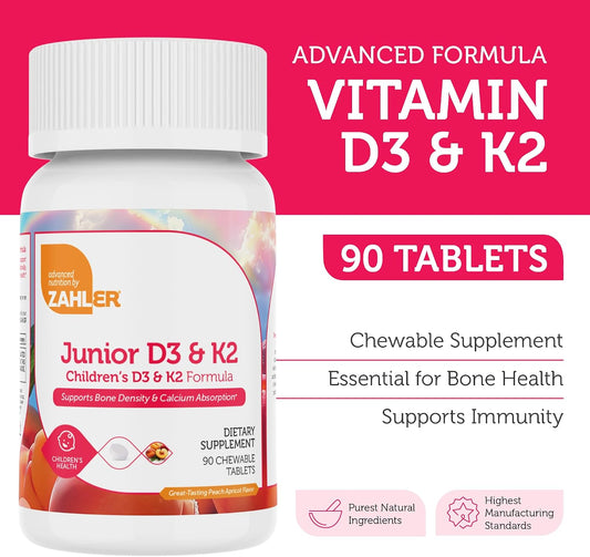 Zahler_Junior_D3_&_K2_-_Bone_Building_&_Immune_Support_for_Kids_-_Vitamin_D3_&_Vitamin_K2_to_Support_Bone_Density_&_Calcium_Absorption_-_Non-GMO_&_Gluten-Free_-_Peach_Apricot,_90_Chewable_Tablets