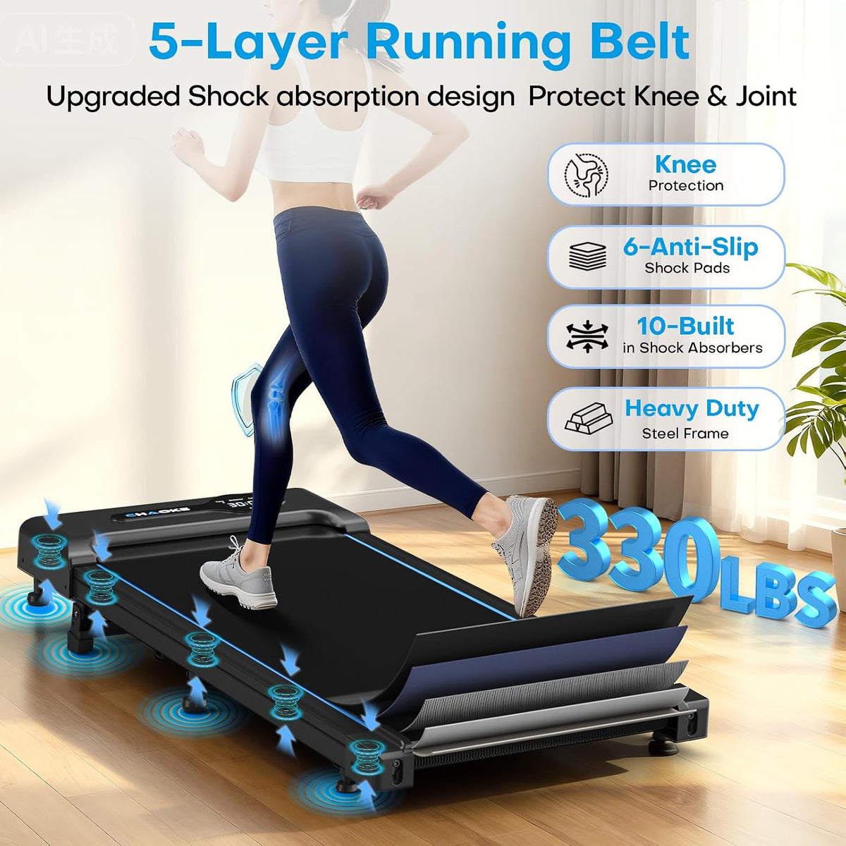 CHAOKE_Walking_Pad_Treadmill_for_Home,_6.2MPH_Under_Desk_Walking_Pad_with_9%_Incline_for_Office_Small_Spaces,_2.75HP_Quiet_Running_Machines,_Remote_Control,_330LBS_Capacity,_12_HIIT_Programs