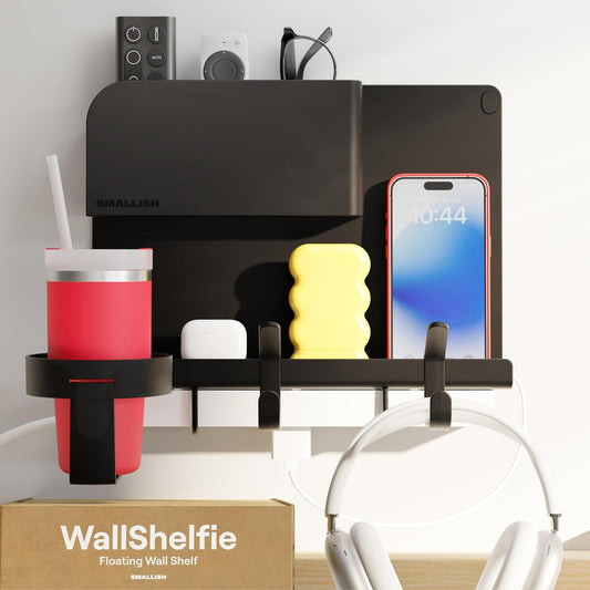 WallShelfie_Bedside_Wall_Organizer_&_Dorm_Decor_for_Dorm_Room_-_Black