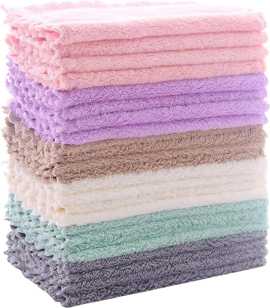 24_Pack_Kitchen_Dishcloths_-_Does_Not_Shed_Fluff_-_Reusable_Dish_Towels,_Dish_cloths,_Super_Absorbent_Coral_Fleece_Cleaning_Cloths,_Nonstick_Oil_Washable_Fast_Drying,_7_x_9_Inch_(Multicolor)