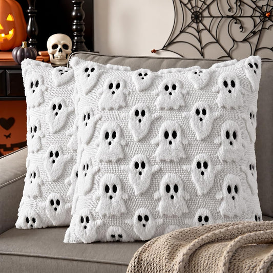 decorUhome_Fall_Halloween_Ghost_Throw_Pillow_Covers_18x18_Set_of_2_White
