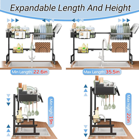ADBIU_Over_The_Sink_Dish_Drying_Rack_(Expandable_Height_and_Length)_Snap-On_Design_2_Tier_Large_Dish_Rack