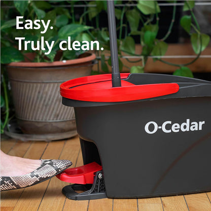 O-Cedar_EasyWring_Microfiber_Spin_Mop_&_Bucket_Floor_Cleaning_System_+_2_Extra_Refills,_Red/Gray