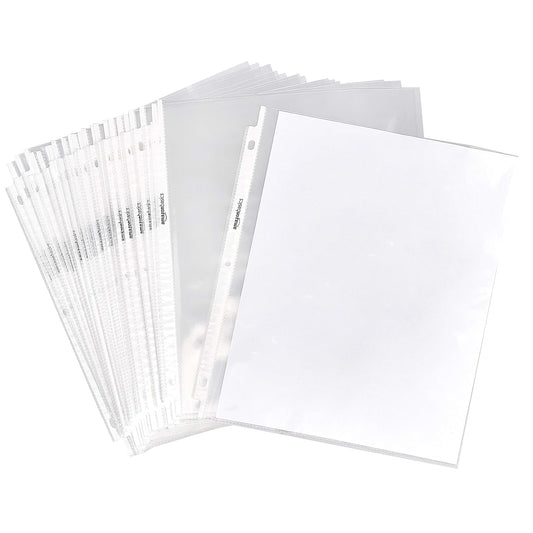 Amazon_Basics_Sheet_Protectors_for_3_Ring_Binder,_Heavyweight,_Acid-Free,_Top_Loading,_Polypropylene,_8.5_x_11_Inch,_500-Pack,_Clear