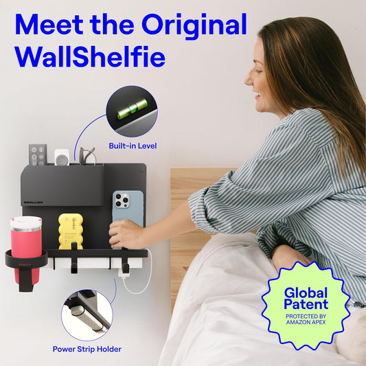 WallShelfie_Bedside_Wall_Organizer_&_Dorm_Decor_for_Dorm_Room_-_Black