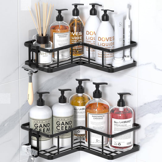 YASONIC_Corner_Shower_Caddy_Adhesive,_100%_Rustproof_Shower_Organizer,_No_Drill_Shower_Shelf_for_Inside_Shower,_Wall-Mounted_Shower_Storage_for_Homes_(2_Pack,_Black)