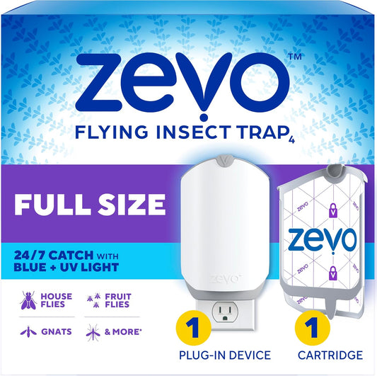Zevo_Flying_Insect_Trap_for_Fruit_Flies_&_Gnats,_1_Plug-in_Base_&_1_Refills