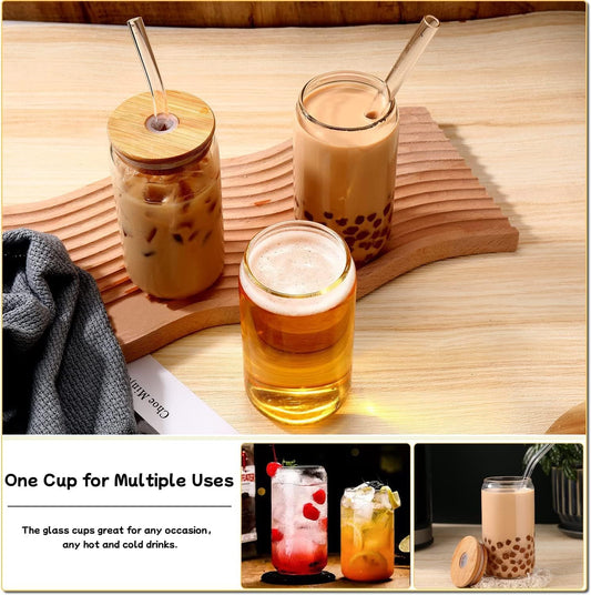 16_oz_Glass_Cups_with_Lids_and_Straws,Reusable_Iced_Coffee_Cups_Glass_4_Pcs
