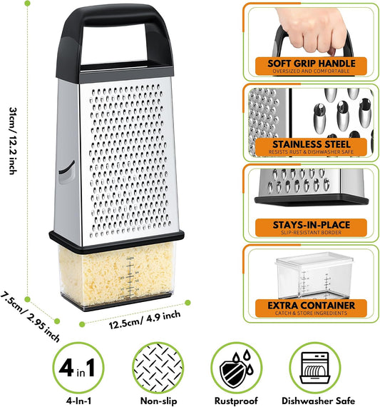 Cheese_Grater_With_Container_Box_Grater_Stainless_Steel_Kitchen_Black