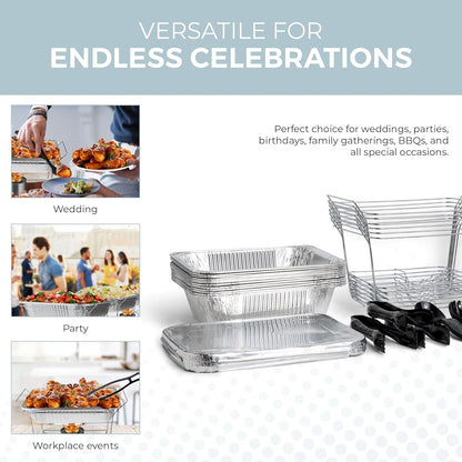 Alpha_Living_6_Pack_-_Disposable_Chafing_Dish_Buffet_Set,_Half_Size_Pans,_Welded_Body_Food_Warmers_for_Parties,_Fuel_Cans_Complete_Set,_Warming_Trays