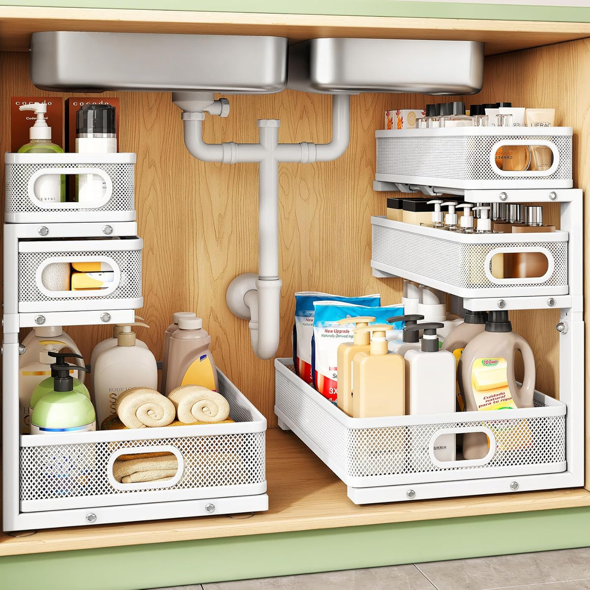 Kitstorack_Under_Sink_Organizer,_2-Pack_3-Tier_Height_Adjustable_Thickened_Metal_Pull_out_Cabinet_Organizer_Shelf,_Slide_out_Storage_Drawer_Rack_for_Bathroom_Kitchen_Pantry_Home_Laundry_Organization