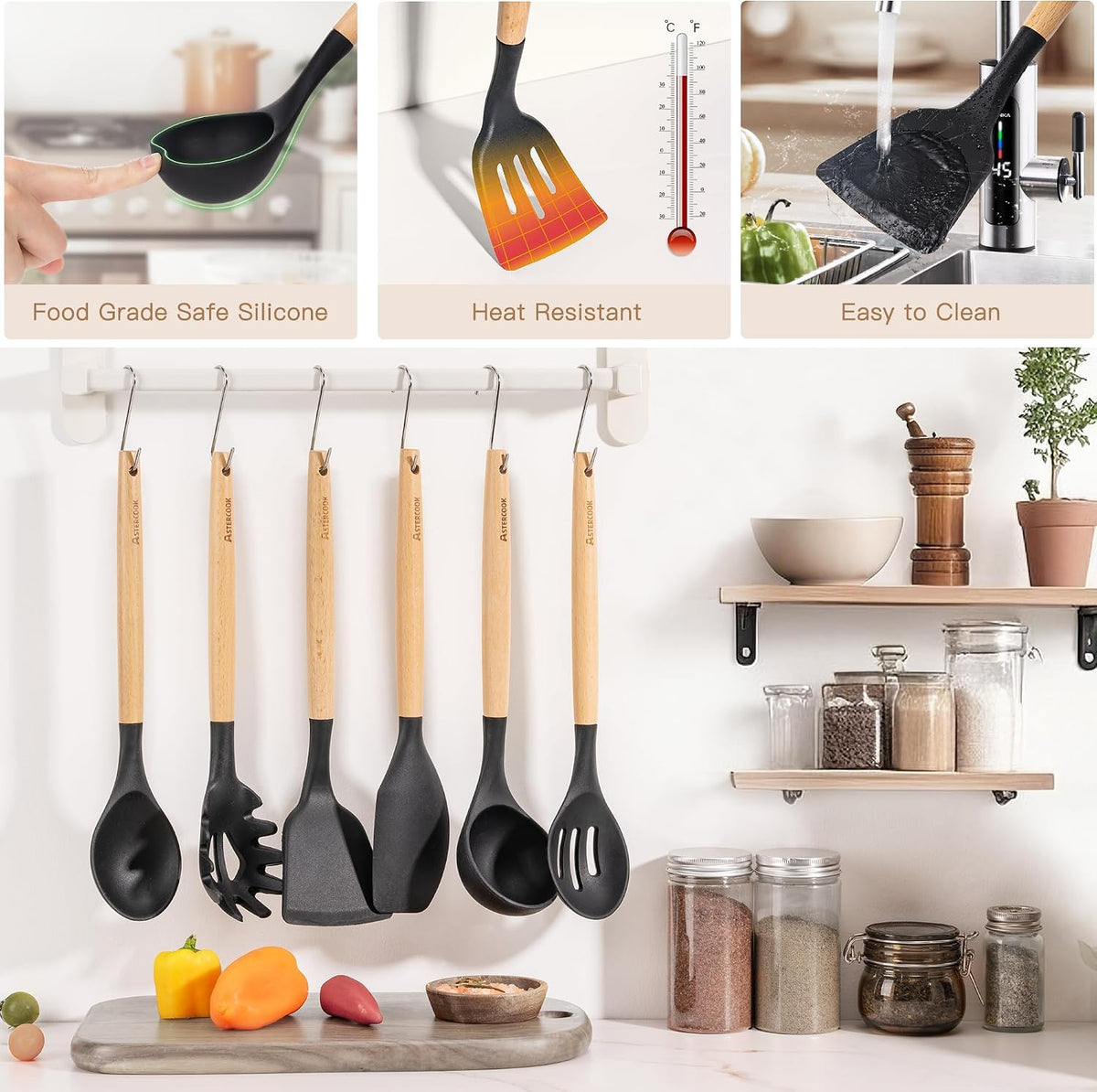 Astercook_39_PCS_Kitchen_Utensils_Set,_Silicone_Cooking_Utensil_Sets_with_Wooden_Handle,_446°F_Heat_Resistant_Food_Grade_Spatula_Set,_BPA_Free_Kitchen_Gadgets_Tools_Set_&_Spoons_for_Nonstick_Cookware